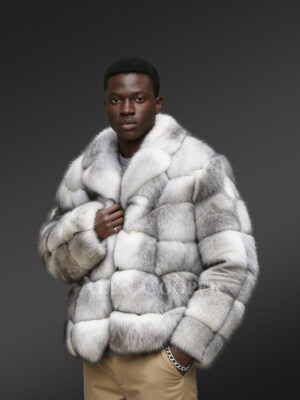 Mens Blue Fox Fur Coat for Luxurious Wearing Experience