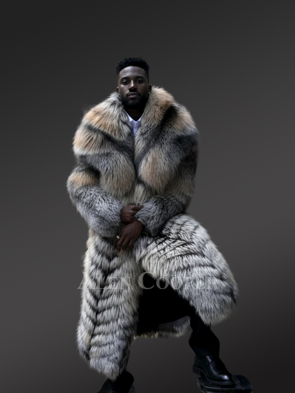 Mens Long Fox Fur Stroller Coat - Refining Winter Wardrobes with Elegance - Image 2