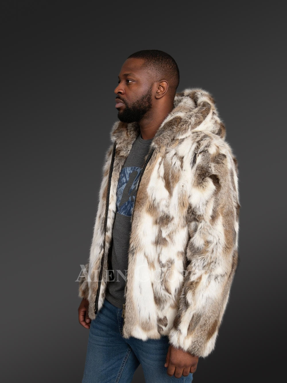 Mens Hooded Jacket of Hare Fur – Comfort, Luxury & Versatility - Image 3