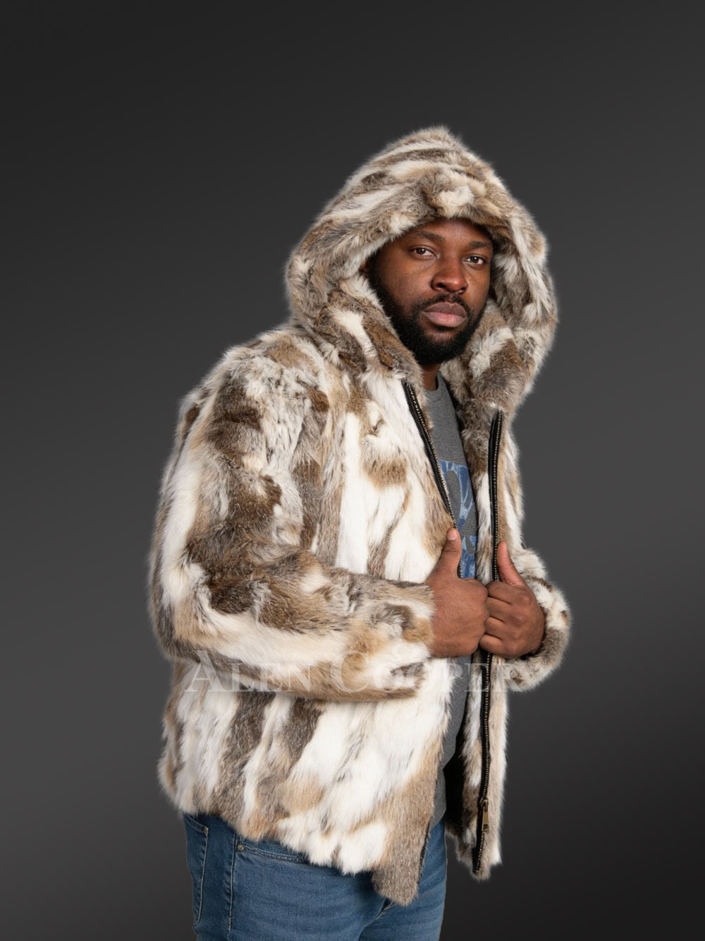 Mens Hooded Jacket of Hare Fur – Comfort, Luxury & Versatility - Image 2