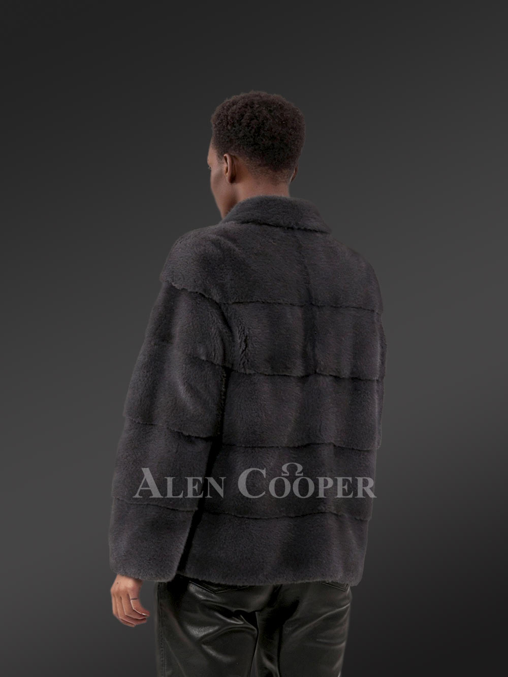 Women’s Blue Iris Mink Layered Turtle Neck Mink Coat - Image 4