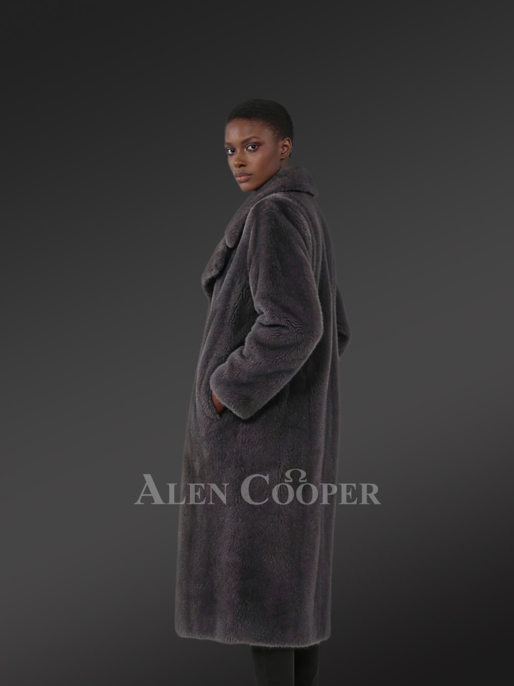 Women’s Full Length Bkue Iris Mink Coat - Image 3