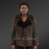 Women’s Lapel Collar Blazer in Persian Lamb with Mink Collar Accent