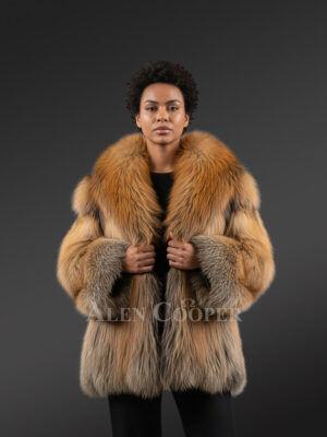 Women’s Lapel Collar Natural Fox Coat